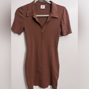 Sunday Best Brown Button Up Bodycon Mini Dress